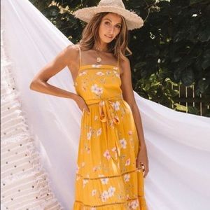 Anthropologie Yellow Maxi Dress